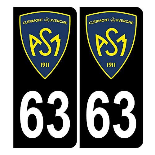 HADEXIA Autocollant Plaque d'immatriculation Voiture 63 ASM Clermont Rugby Noir