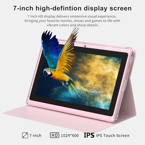 Image of 7 Inch Android 14 Tablet with Waterproof Case(Pink)