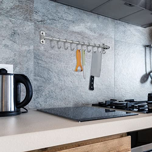 QOXEZY Keukenrekken, keukengereihouder met 10 haken, keukengereihouder, opscheplepelhouder met patentlijm, aluminium, matte afwerking - Image 8