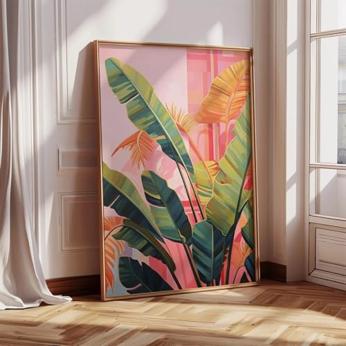 Decoración del hogar con lienzo de palmera rosa para salón 5