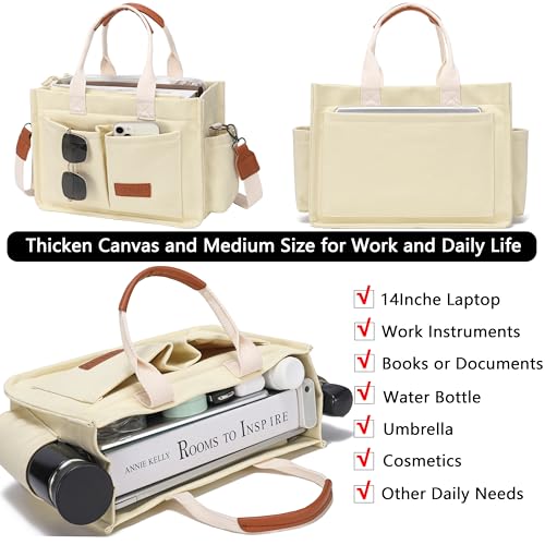 Image of ZHMO Canvas Tote Bag for Women,Women's Bags Crossbody Bags Work Laptop Tote Bag Large Handbags Purse for Travel Nurse Teacher