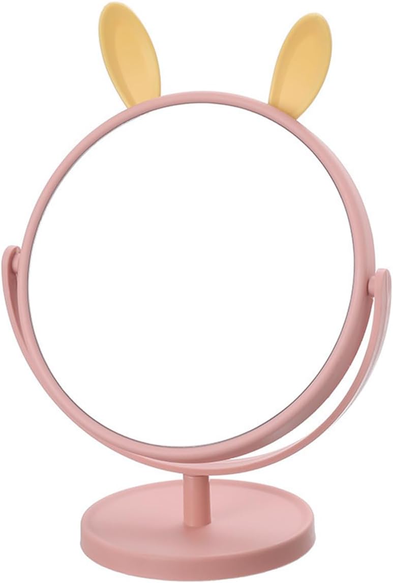 Mockery® Desktop Makeup Mirror Rabbit Ear Mirror Cosmetic Mirror Practical Cosmetic Mirror Makeup Mirror for Girls Vanity Mirror (Pink - Rabbit Ear)