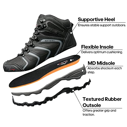 NORTIV 8 Herren-Wanderstiefel, wasserdichte Outdoor-Trekkingstiefel,Size 44W,Schwarz/Dunkel/Grau,160448_M-W