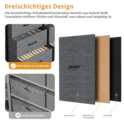 Armario de cajón PerGar gris con 9 cajones de tela, mueble de almacenamiento para dormitorio 7