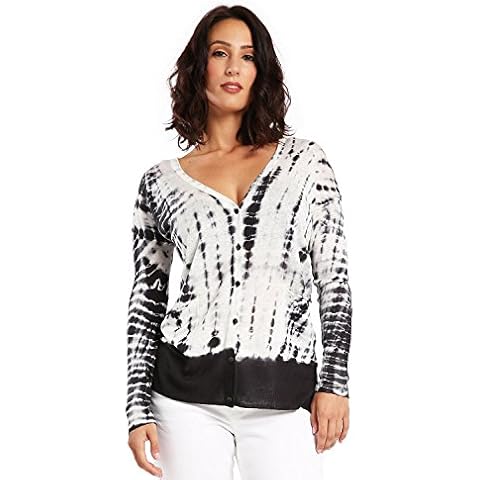 Miss Halladay Women's Hacci Knit Tie Dye Button Up Cardigan Front Pocketes Size Medium Cover