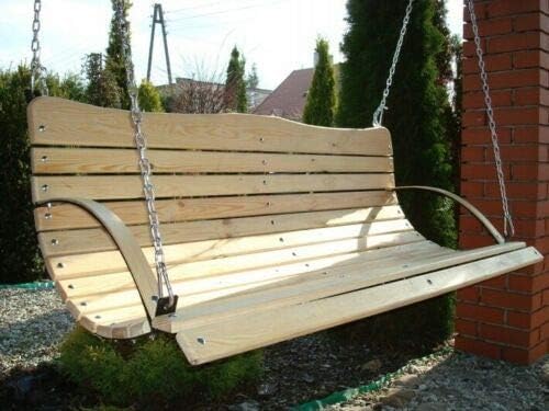 NEU Holz Hollywoodschaukel Bank Sitz ZUR SCHAUKEL 180 150 120 cm + Kette + KARABINER XXL (180)