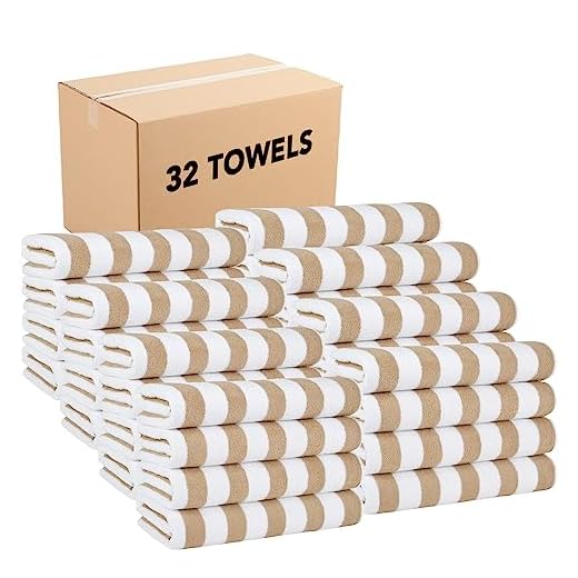 Arkwright Cabana Pool Beach Towel - (Case of 32) Bulk 100% Ring Spun Cotton Large Soft Quick Dry Bath Towels Perfect for Hotel, Swim, Bathroom Tub, and Camping, 30 x 60, Beige