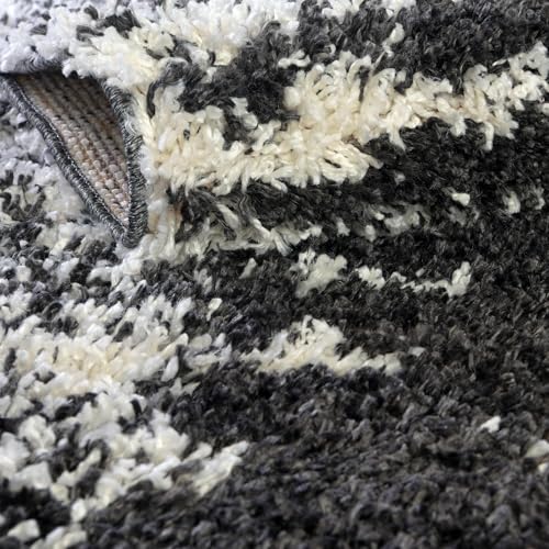 Tapete Redondo 7 Ft Negro y Blanco Ultra Suave miniatura 6