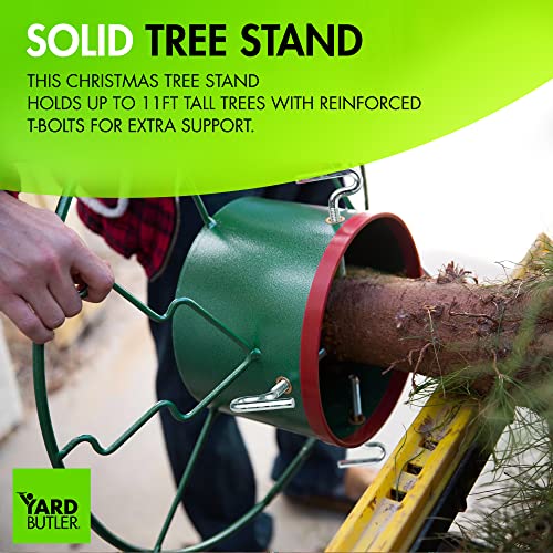 Yard Butler Santa\'s Helper - Easy to Use & Assemble Christmas Tree Stand - Durable & Sturdy Stand Made with Anti-Rust Steel - Beautiful Addition to Holiday Decor - 6\' to 11\' Trees - Green