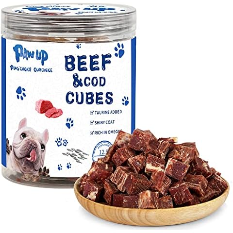 PAWUP Dog Treats Training Rewards, Beef Cod Cubes, 1% Taurine Added, 12.5 oz, Rawhide Free, Grain Free, Low Fat Dog Training Rewards and Snacks, No Additives Cover