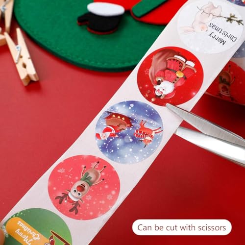 Hugfads 500 Stück Weihnachtsaufkleber, Runder Aufkleber, Decoration Etiketten für Weihnachten, Geschenktüten, Geschenkpapier - Image 2
