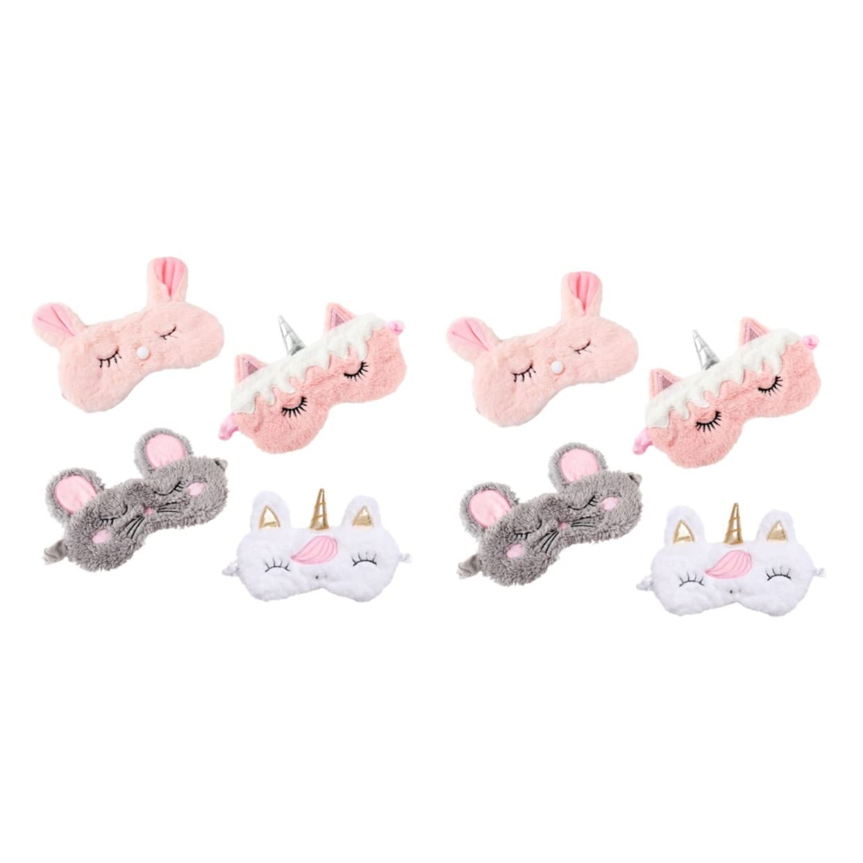FRCOLOR 8pezzi Maschera Per Occhi Peluche Forma Di Coniglio e Unicorno Per Dormire Viaggiare e Giochi Di Compleanno Copertura Leggera e Confortevole Per Bloccare La Luce