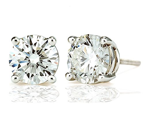 .925 Sterling Silver Round Shape Colorless Cubic Zirconia 1.5 Cttw. Stud Earrings