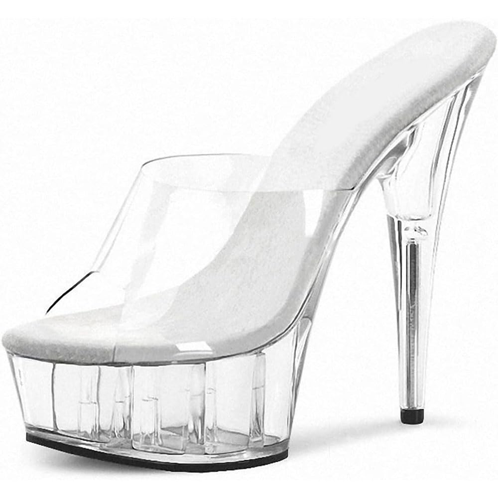 Sandali con plateau trasparenti da donna con tacco alto trasparenti Sandali con ciabatte sexy spogliarellista Club Pole Dance Abito da sposa Scarpe da festa di grandi dimensioni pelle/D/36E