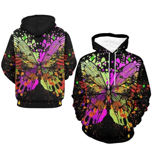 Sweat papillon aquarelle pour vos sorties | Pull à capuche casual S