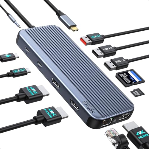Station d'accueil 3 HDMI USB C pour triple écran Dell HP concentrateur PC portable