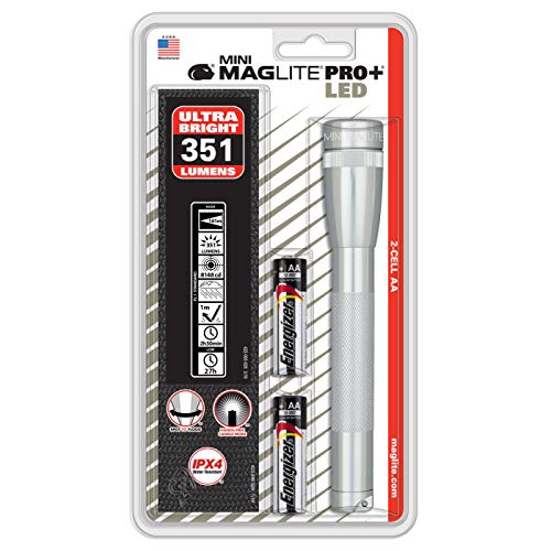 MagLite Mini PRO+ LED 2Cell AA Flashlight,SP+P10H, Silver
