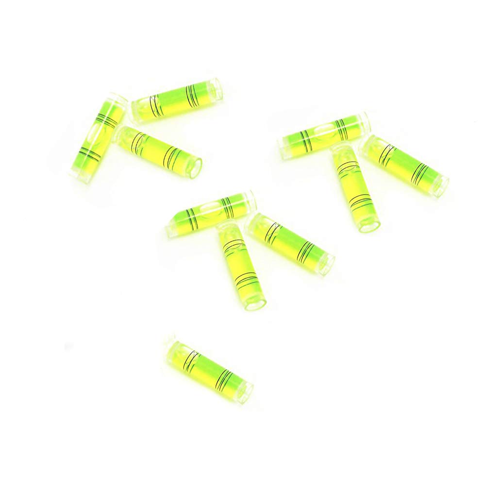 Chiloskit10 Pcs Cylindrical Plastic Bubble Spirit Level Vials for RV TV Picture Frame Hanging Tool Leveler, 8x35mm