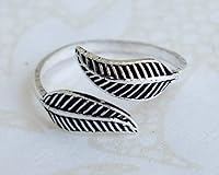 Vista 17 de Handmade Silver Leaf Wrap Adjustable Toe Ring, 925 Sterling Silver, Classic Floral Open Toe, Pinky or Knuckle Rings for Women, foot bare jewelry