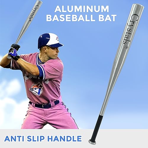 Crystals Metal Baseball Bat, Aluminium, Select from 4 Colours, 32-Inch (Silver) - 4