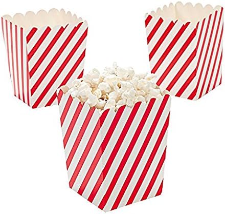 MINI RED STRIPED POPCORN BOXES (48 PACK) - Miscellaneous - 48 Pieces