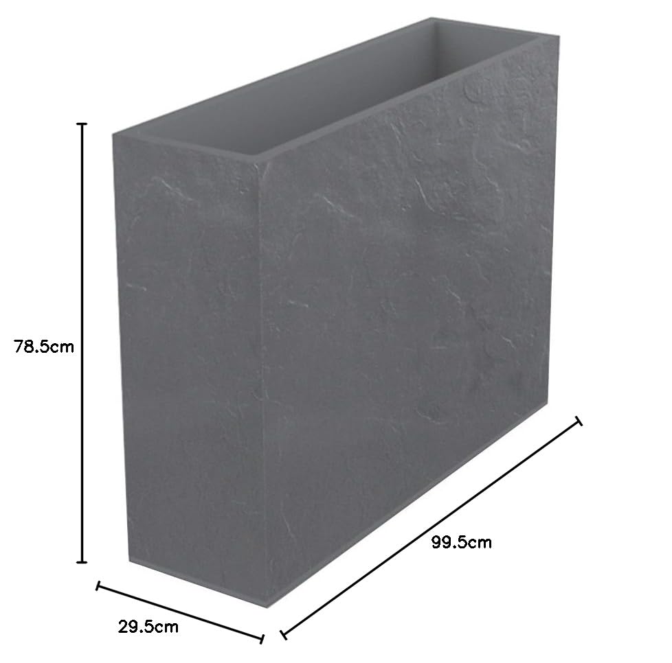 Jardinière Loft L Basalt EDA 46L - Imitation Béton - Double Paroi - 78x29x60 Cm - Gris Anthracite - Fabriqué En France