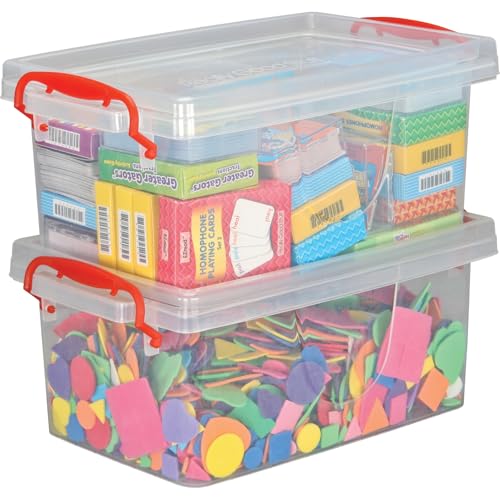 Really Good Stuff Stackable Large Storage Tubs with Locking Lids,...