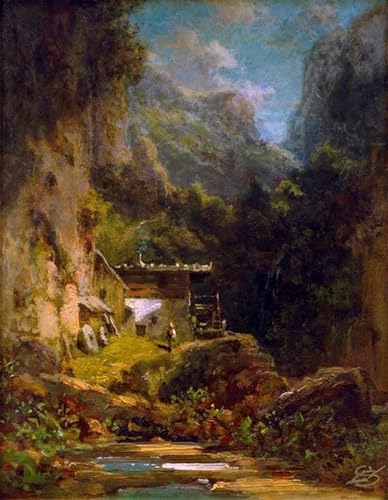 Impression sur toile Spitzweg : tableau Église à Dachau chic
