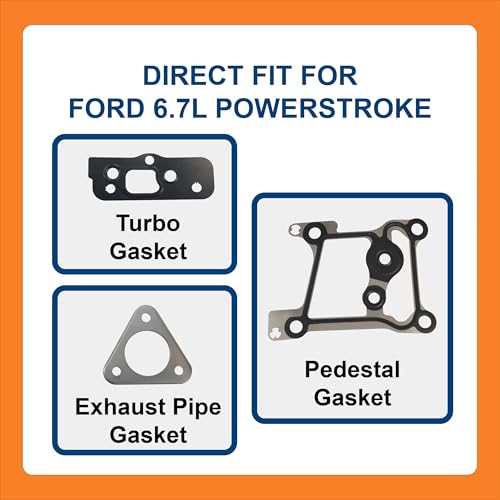 Image of BTS-PWS67TRBO1 Turbo Gasket Kit, Compatible with Ford 6.7L Powerstroke Engine, Aftermarket Replacement for OEM HC3Z-6587-A, BC3Z-6587-A, BC3Z-6N640-A, Kit de Juntas de Turbo