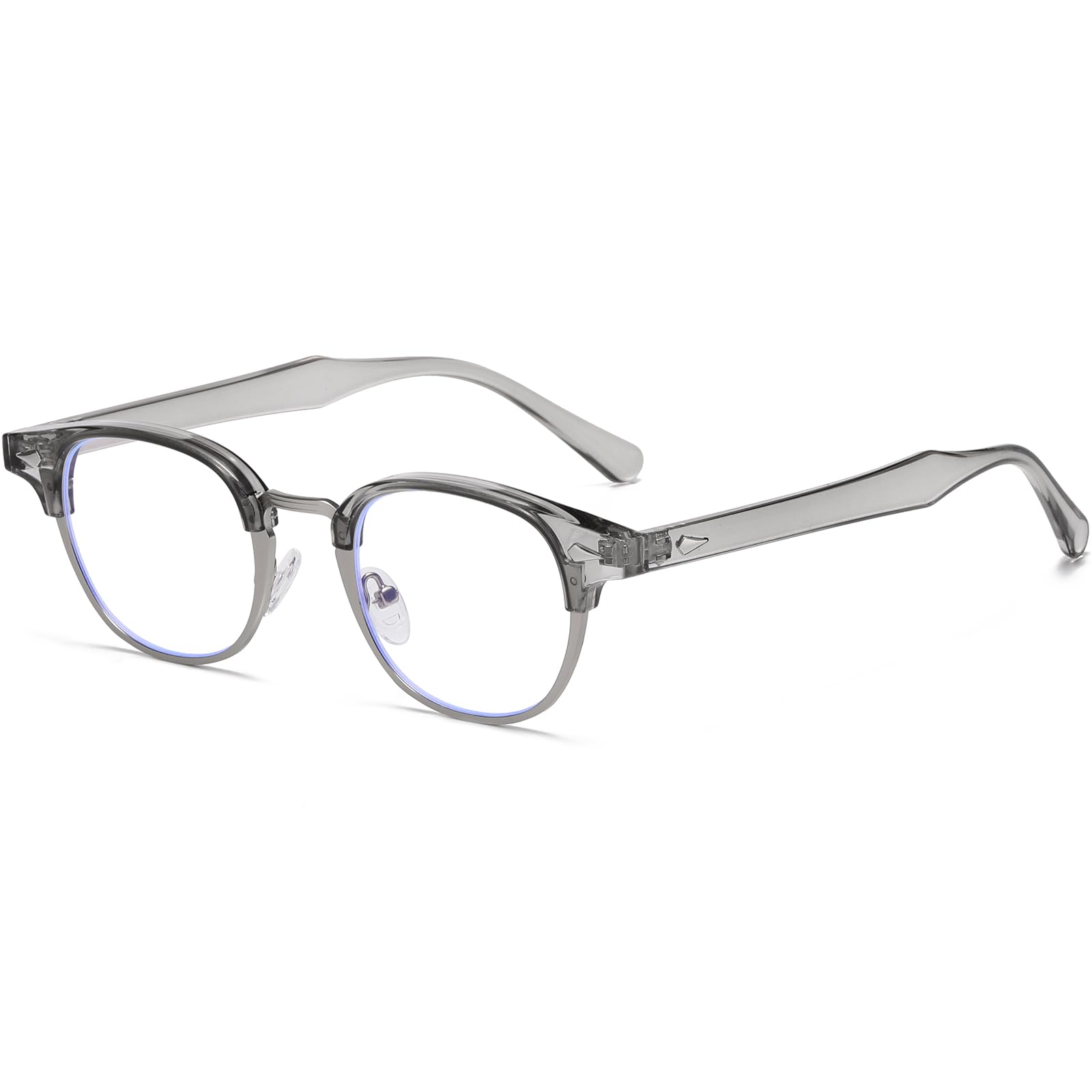 AIEYEZO Retro Blue Light Glasses for Men Women 90s Classic Semi-Rimless Eyeglasses Fashion Cumputer Gaming Glasses