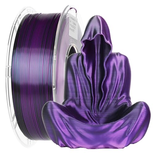 Image of 1KG 3D Printer Filament Bundle, 3 D PLA Printing Filament 1.75mm, Dual Color, + /-0.03mm, 1kg /2.2lbs Silk Purple Black