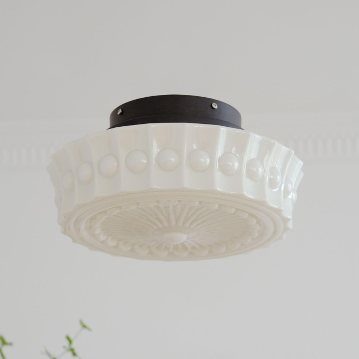 Amazon.com: SUZEPER 14" White Milk Glass Ceiling Light,Mid Century ...