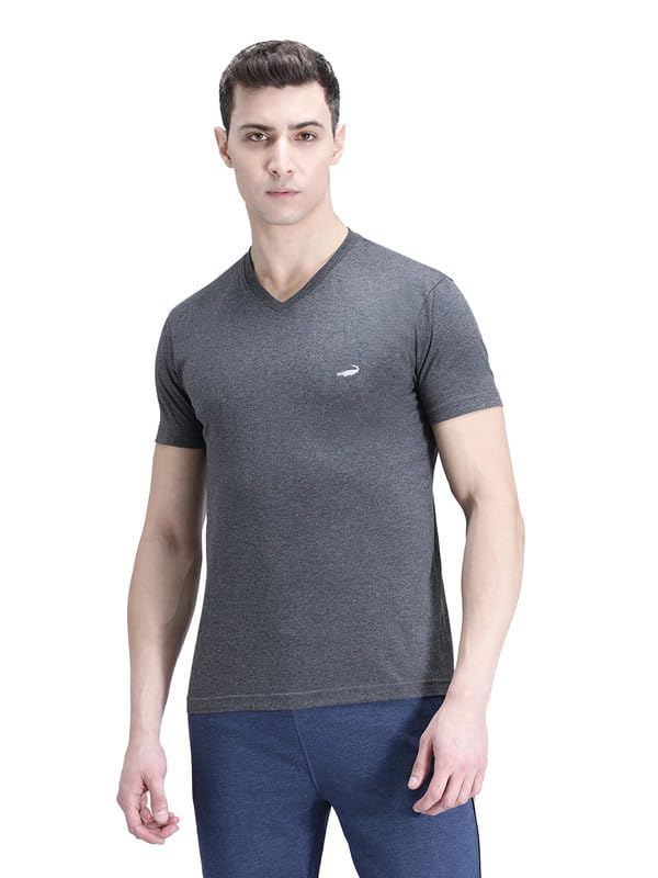 Men Solid Sport Fit T Shirt | Round Neck | Short Sleeve | Regular Length | Basic Casual Pull On Topwear