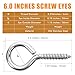 ACCZIO 40PCS 2.5 inches Screw Eyes M6 304 Stainless Steel Eye Screws, Heavy Duty Screw, Eye Hooks Screw Eye Bolts Eye Hooks Screw, Indoor & Outdoor Uses (40, M6-2.5inch)