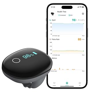 Wiederaufladbares O2 ring Bluetooth-Blutsauerstoffmessgerät für die Fingerspitze zur kontinuierlichen Messung von SpO2 und Pulsfrequenz - Amazon product rated Grade A