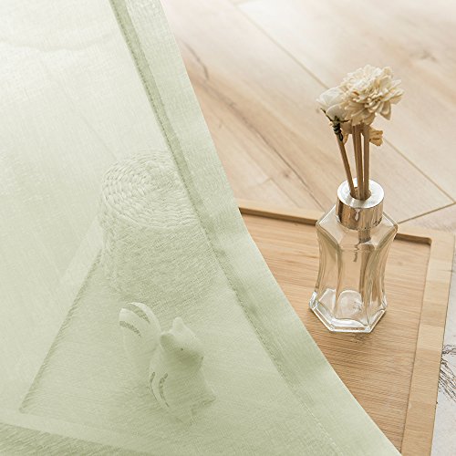 Lazzzy Voile Curtains For Bedroom Sheer Curtain 96 Inch Long Sage Drapes For Living Room Rod Pocket Window Drapes 1 Pair #TOP2