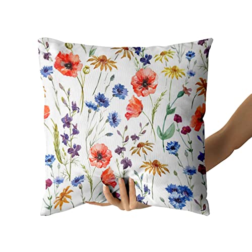 Giwawa Flowers Throw Pillow Covers Set Of 2 Super Soft Couch Pillow Covers Cotton Red Poppy Cushion Cases For Sofa Bed Living Room Home Decor, 18 X 18 Inch, Watercolor Floral #TOP2