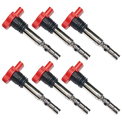 MAS Set of 6 Ignition Coil Pack Compatible with Audi 2002 2003 2004 2005 2006 Quattro A4 A6 V6 3.0L Replacement for UF-483 C1471 AVK BGN