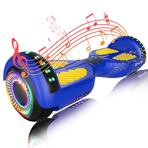 SIMATE Scooter - Tabla de autoequilibrio de 6.5 pulgadas con ruedas de iluminación LED, altavoces Bluetooth y aplicación, motores duales de 250 W, velocidad máxima de 8.5 mph y rango máximo de 8.5