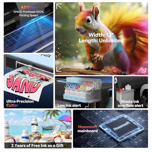 Image of EXPLUX A3 DTF Printer XP600 Printhead C13 Bundle with Shaker Dryer, Laptop | Scheduled Auto-Cleaning, Built-in White Ink Circulation, 5 inch Touchscreen, 5-Min Fast Printing, for Startups & Small Businesses