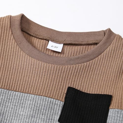 Image of Kid Toddler Boy Clothes Color Block Sweatshirt and Casual Pants 2Pcs Boys Fall Winter Outfits 1-5T