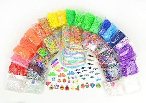 17,774+ Premium Rainbow Color Loom Bands- Kids Crafts - Craft Kit - Bonus Includes 6 Inspirational Bracelets + Free Rubber Band Bracelet, Jewelry and Craft Project Sheet