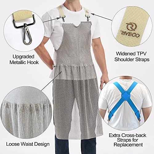 Riveco Cut Resistant Apron Stainless Steel 316 Chain Mail Stab Proof Aprons For Butchers Anti-Cutting Safety (Standard Size) #TOP2