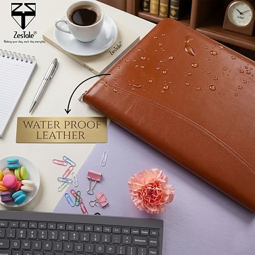 Image of ZesTale Professional Leatherette Material 2 Ring File Folders, Conference Folder| Certificate Document Folder | Certificates Folder | Leather folders for documents | Folders with 15 Leafs(200 Micron)
