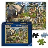 Ravensburger - at The Waterhole - Spectacular 18000 Piece Jigsaw Puzzle - Stunning African Plains Oasis with Elephants, Lions, and Flora - Premium Quality - Puzzles for Adults
