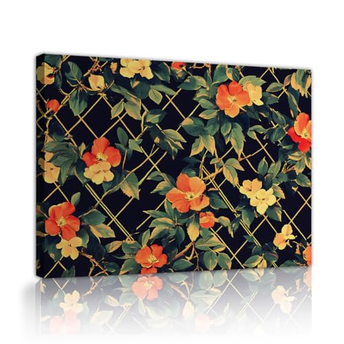 Peinture botanique en feuilles vertes CHERHERART toile florale salon 45x60cm