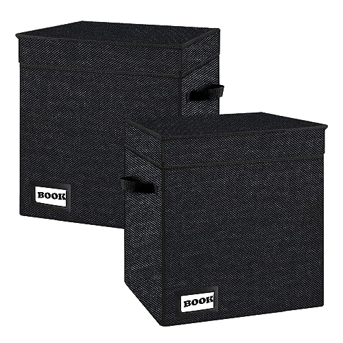 Image of 2 Pack Comic Book Storage Short Box, 11.8 inch X 9.8 inch X 7.8 inch, Holds 100-120 Collection Book, Heavy Duty Comic Collection Gift Bin Container Holder Shelf (Black)