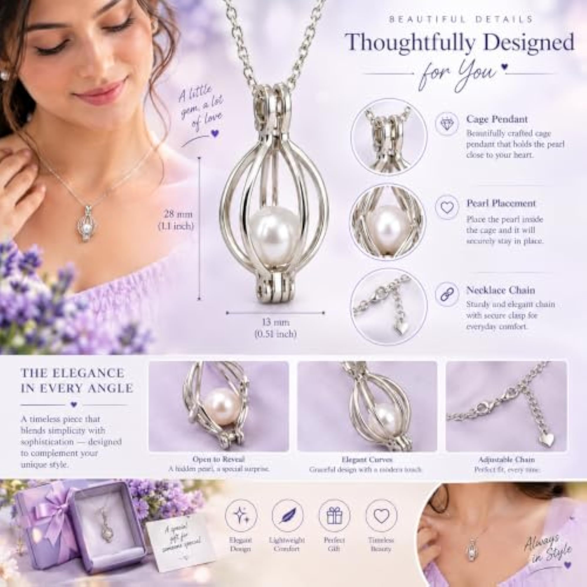 Wish Pearl DIY Necklace Kit with Cage Pendant