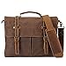 Mens Messenger Bag Waterproof 15.6'' Vintage Waxed Canvas Computer Bags Genuine Briefcase Laptop Satchel Shoulder Bag Work College Bags Men Women Brown