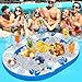 56IN Extra Large Floating Table for Pool,Inflatable Pool Games for Adults with Waterproof Playing Cards, Pool Accessories Inflatable Food Drink Holder for Summer Party Indoor Outdoor Beach Pool